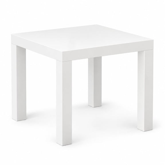 Modern Square Side Table, 1.8" Thick Tabletop, Tool-Free Assembly Bedside Table, Minimalist End Table for Living Room Bedroom, White