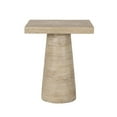 thumbnail image 1 of Modern Square Side Table with Cylinder Pedestal, End Table for Living Room Kitchen Coffee Shop Home Office, Cream, 1 of 8