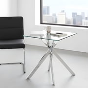 Modern Square Side Table with Tempered Glass Top - Silver Accent Furniture