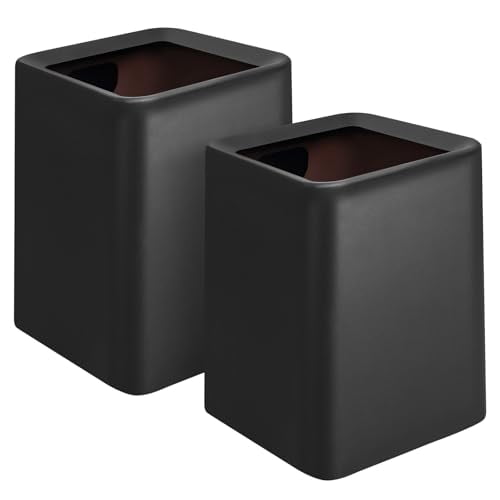 Modern Square Trash Can Open Top Trash Bin 2 Pack, Black Garbage Can ...