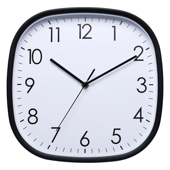Modern Square Wall Clock 12inch Quiet Movement Operated Large Numbers for Living Room Decor