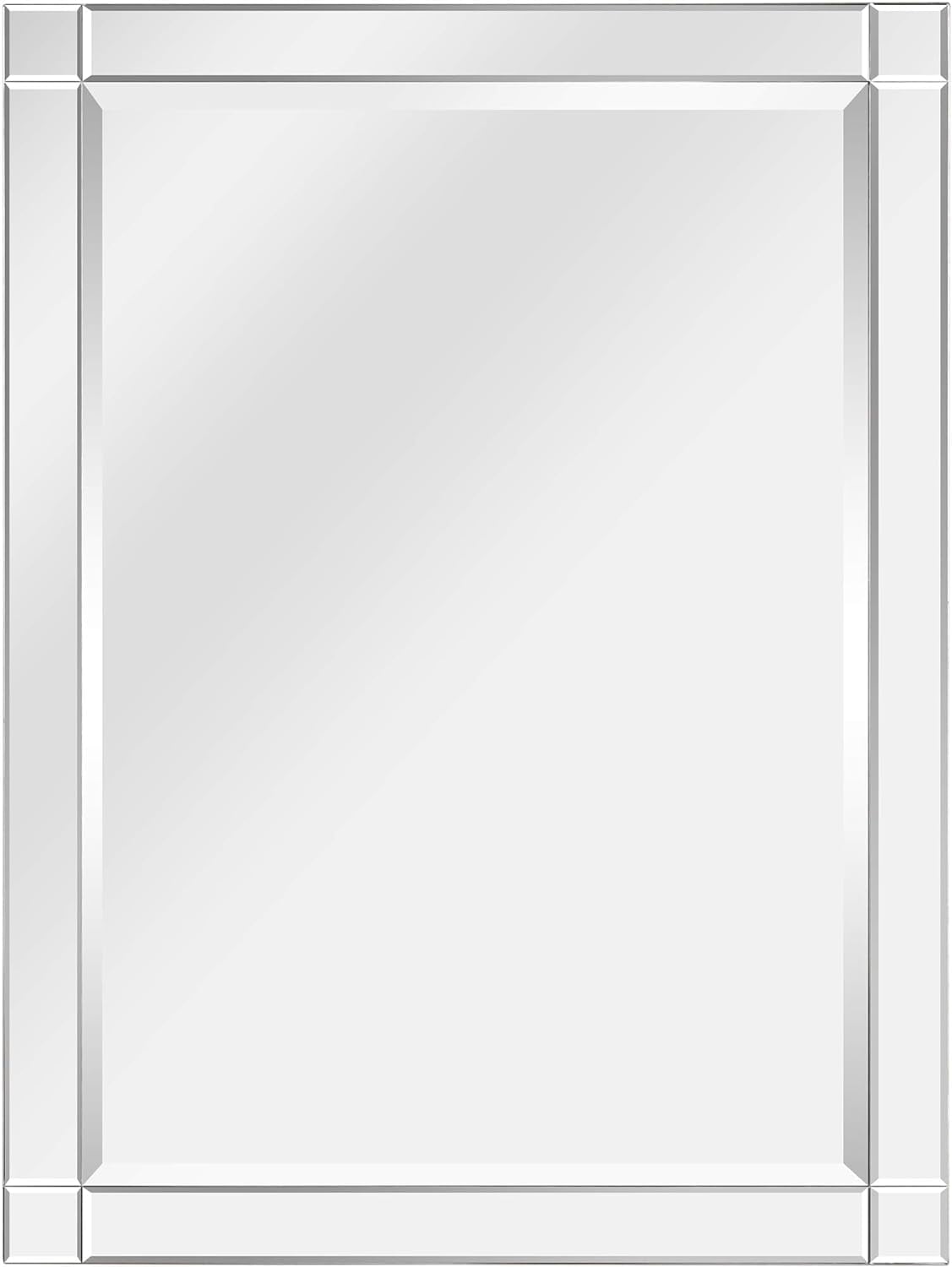 Elegant Full-Length 30" x 40" Rectangular Beveled Wall Mirror with Solid Wood Frame