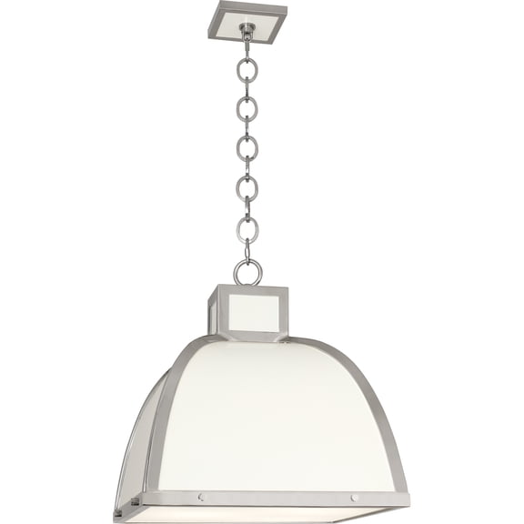 Modern Srkashlteni Collection Pendant Light | Glossy White & Polished Nickel | Square Printed White Glass Diffuser | 3 Bulbs | UL Listed for Dry Location