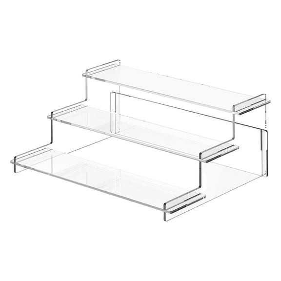Modern Stackable Acrylic Shelf With Triple Layers Space-Saving Display For Countertop Decor