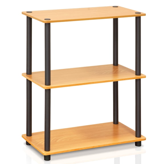 Modern Stackable End Table with Shelves, Columbia Walnut Finish, Space-Saving Cube Design, Durable and Stylish Living Room Furniture