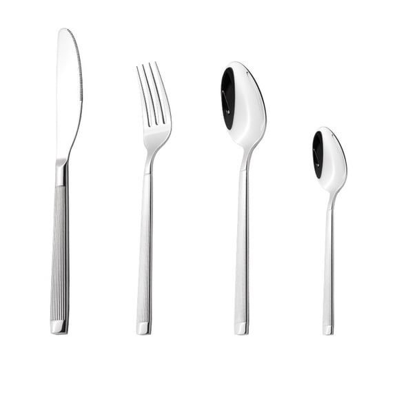 Modern Stainless Steel 4-Piece Flatware Set, 304 Grade Knife Fork Spoon Set for Fine Dining, Restaurant & Home - Elegant & Durable Cutlery
