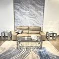 thumbnail image 1 of Modern Stainless Steel Coffee Table Set (Set of 3), Double-Layer Clear Tempered Glass Table Top, Coffee Table & Two End Side Table 3-Pieces Sets for Living Room Home Office, Silver04706, 1 of 7