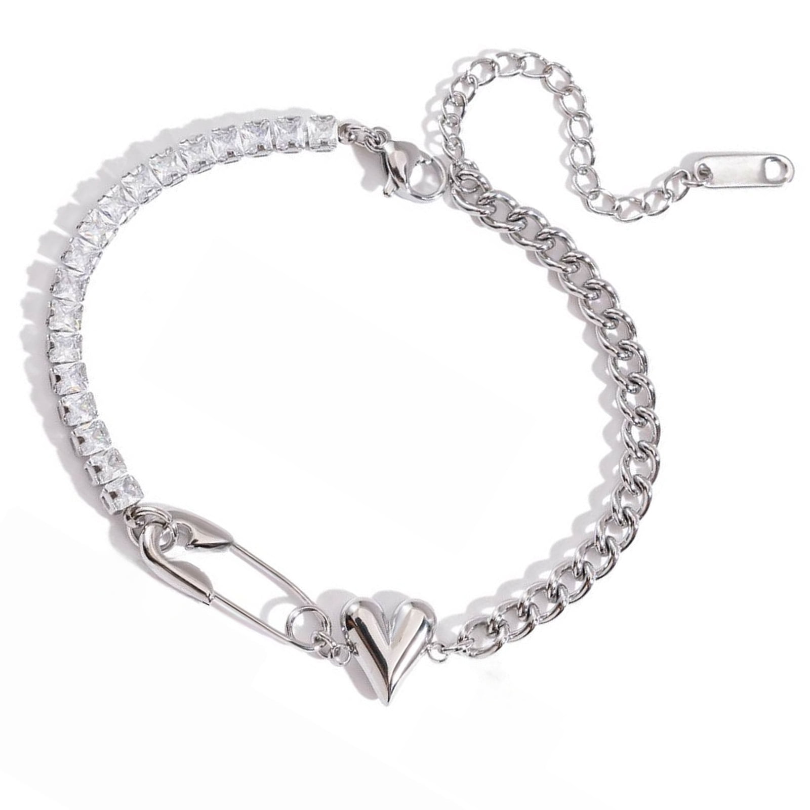 Saint Benedict Cross Bracelet For Women – Stainless Steel Adjustable Link Bracelet, Layered Paperclip Design, Dainty Christian Jewelry Gift