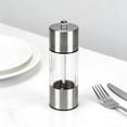 thumbnail image 1 of Modern Stainless Steel and Pepper Grinder Set, Adjustable Coarseness Refillable Manual Mill with Clear Acrylic Body for Kitchen Table, Effortless One-Handed Operation, 1 of 5