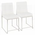 thumbnail image 1 of Modern Stainless Steel and White Faux Leather High Back Dining Chairs - 2-Pack (Fixed Height), 1 of 5