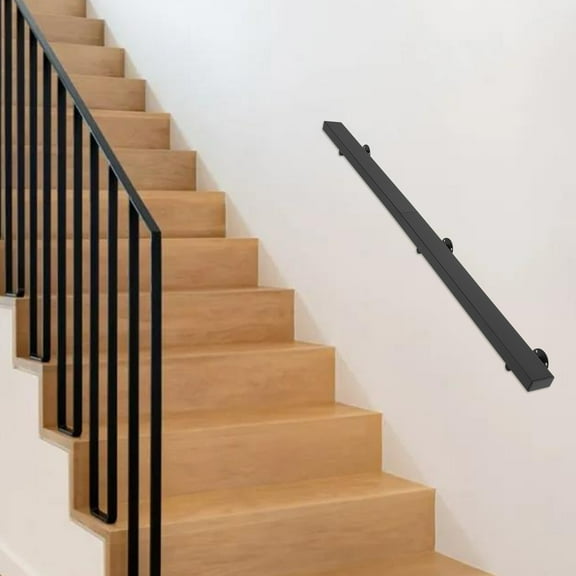 Modern Stair Railing Kit Indoor&Outdoor Staircase Handrail Black Stainless Steel
