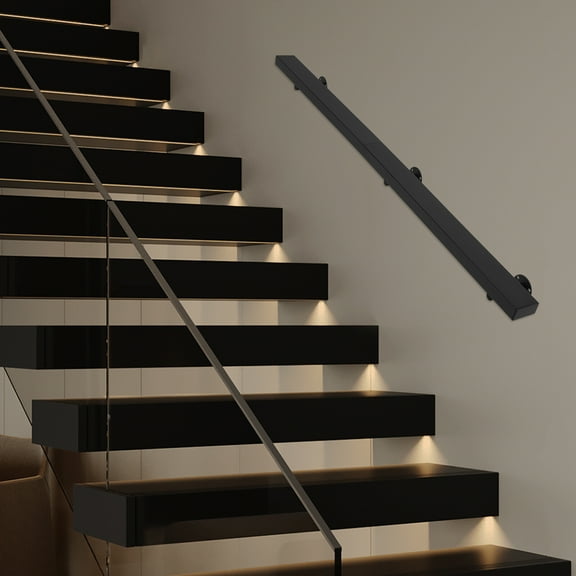 Modern Stair Railing Kit Stainless Steel Indoor&Outdoor Staircase Handrail Black