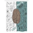 thumbnail image 1 of Modern Stall Shower Curtain, Brain Image with Left and Right Side Music Logic Artwork Side Science Print, Fabric Bathroom Set with Hooks, 54W X 78L Inches, White Teal Umber, by Ambesonne, 1 of 1