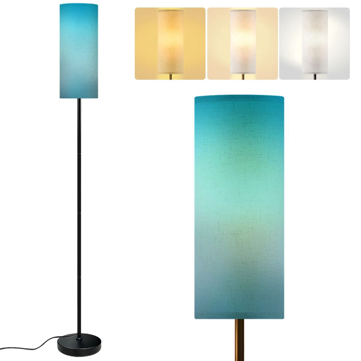 Modern Standing Floor Lamp Abstract blue Dimmable Metal Pole Lamp with ...