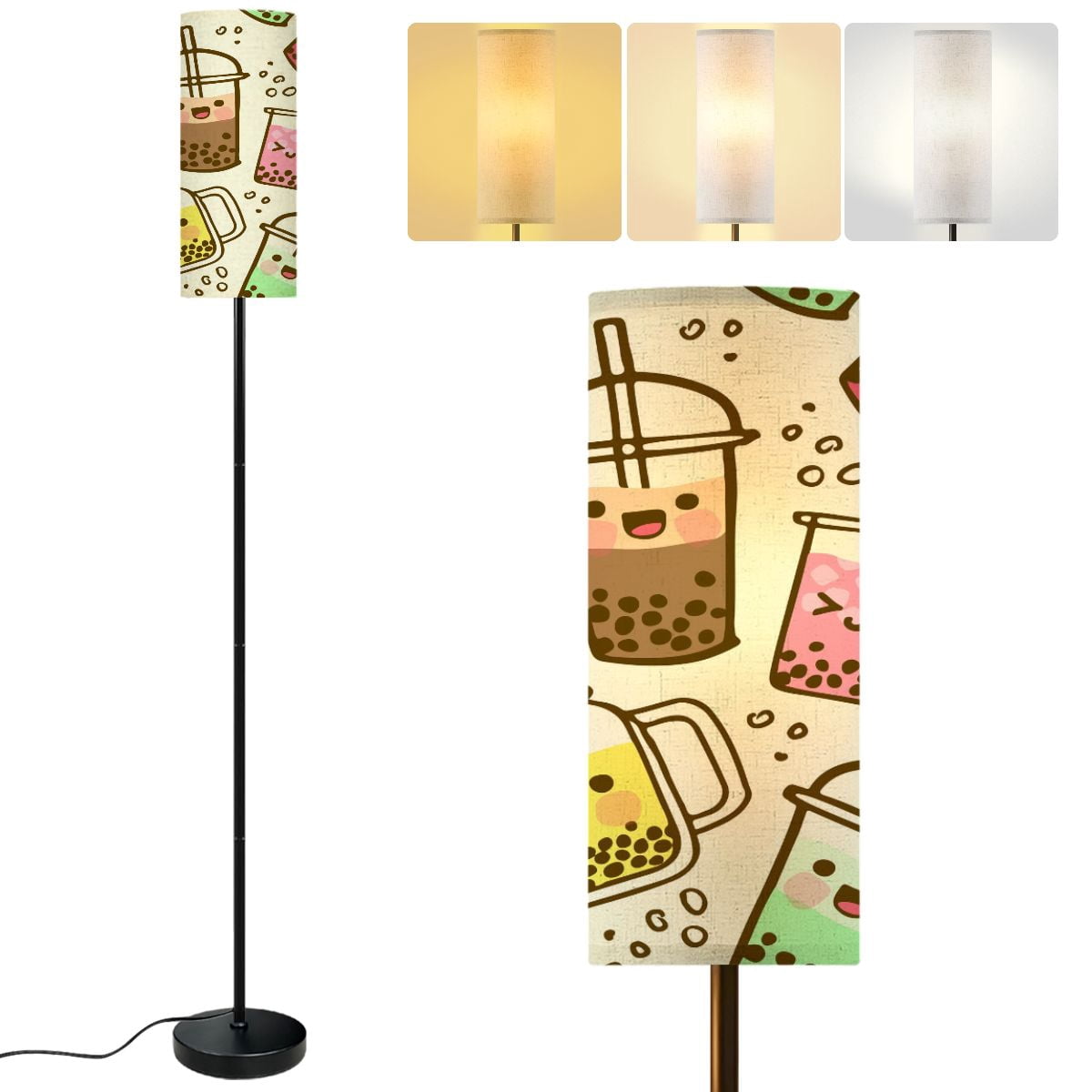 Modern Standing Floor Lamp Bubble milk tea funny seamless pattern Hand ...