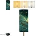 thumbnail image 1 of Modern Standing Floor Lamp Butterfly Mist Iridescent Glow Poster Dimmable Metal Pole Lamp with Linen Lampshade for Living Room LED Bulb Included, 1 of 8