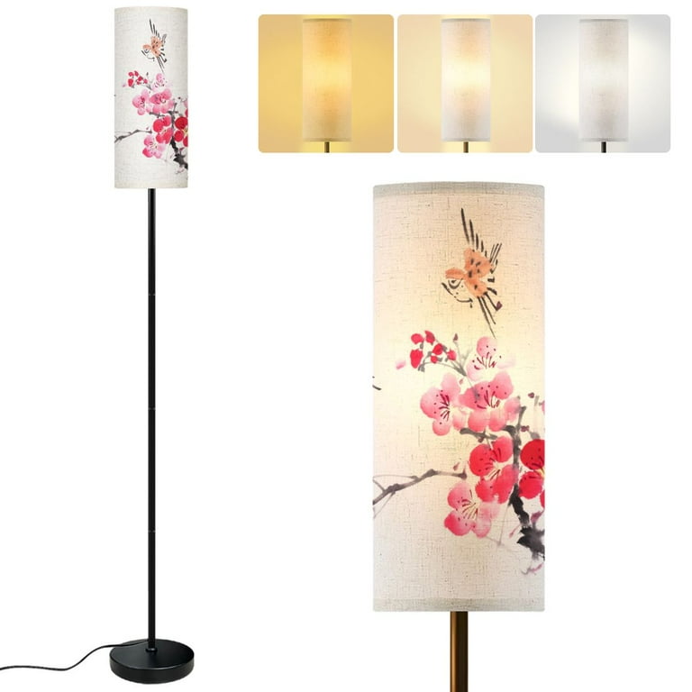 Modern Standing Floor Lamp Chinese painting flowers plum blossom