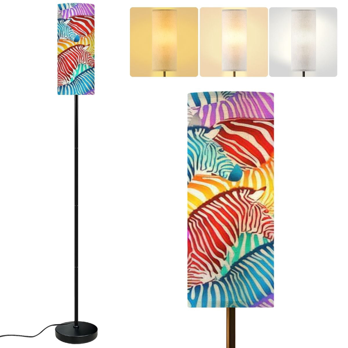 Modern Standing Floor Lamp Colorful zebra seamless pattern Wild animal ...