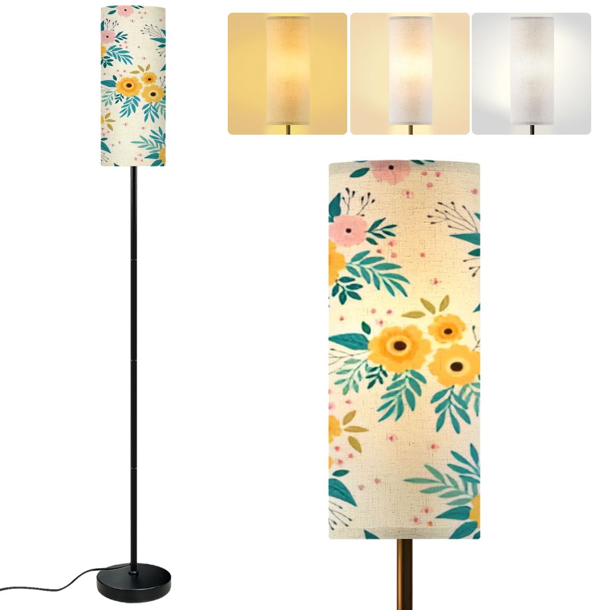 Modern Standing Floor Lamp Cute floral pattern beautiful flower ...