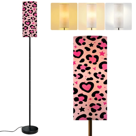 Modern Standing Floor Lamp Dimmable Metal Pole Lamp with Linen Lampshade for Living Room LED Bulb Included