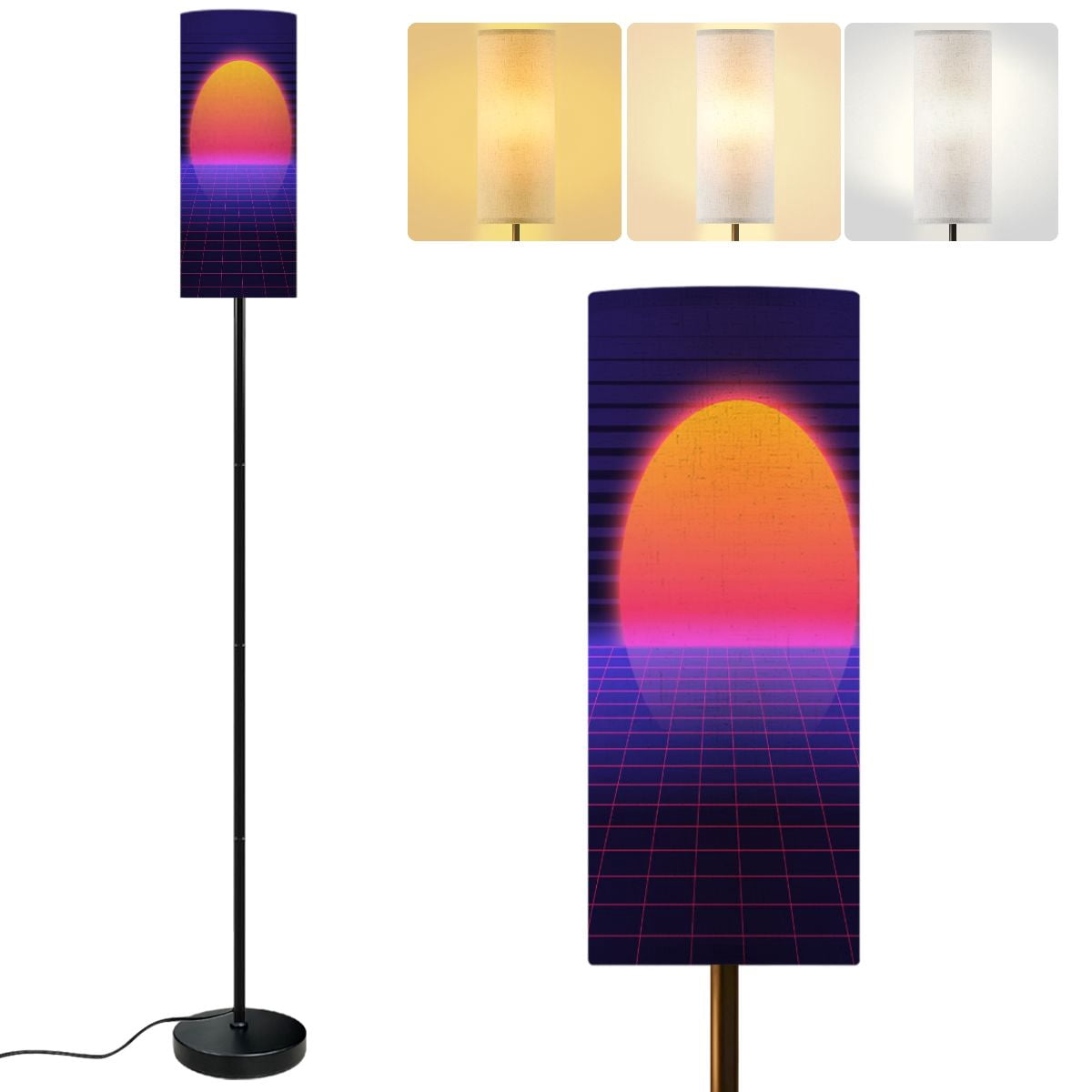 Modern Standing Floor Lamp Landscape 80s Style wave retrowave Dimmable ...