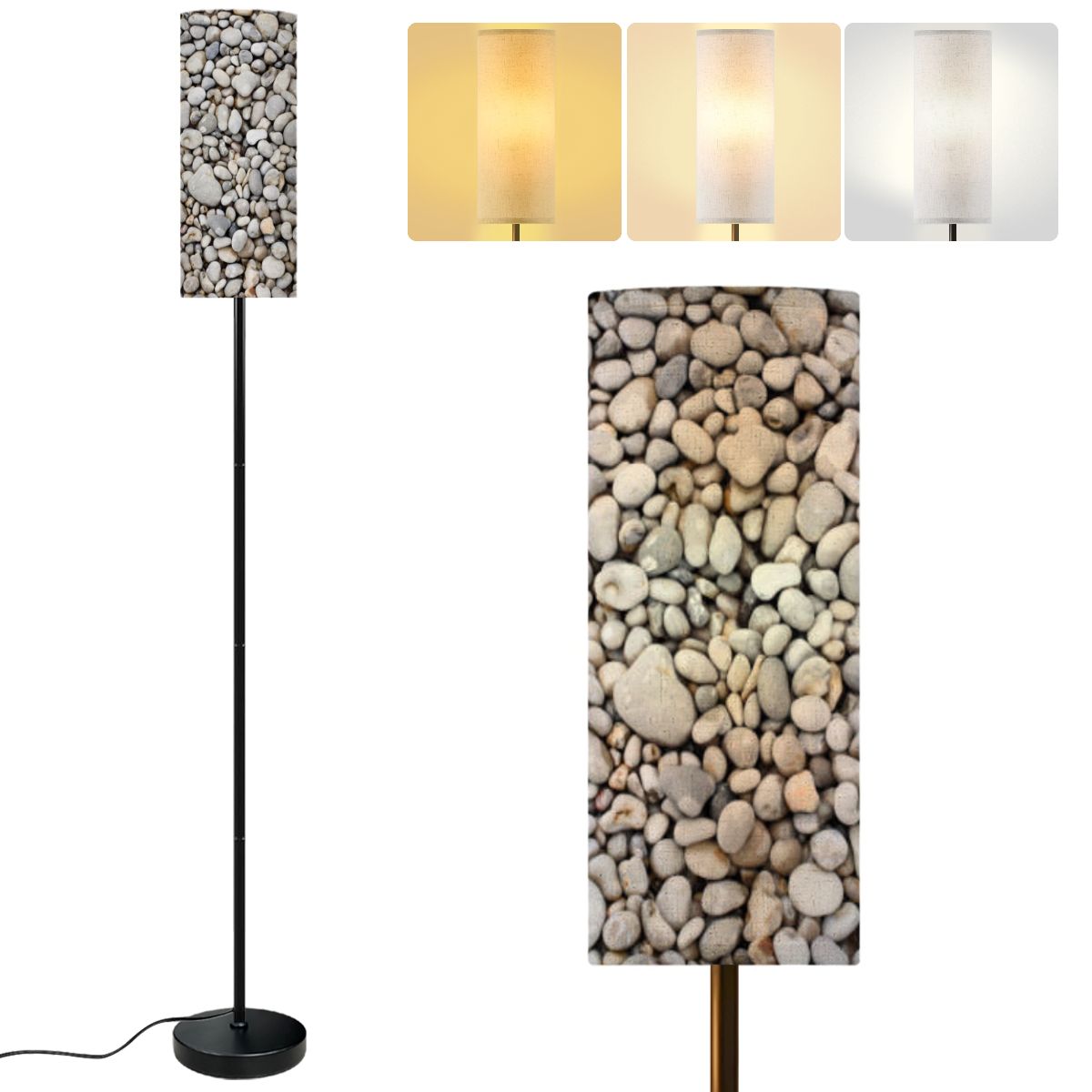 Image showcasing Modern Standing Floor Lamp Sea stones Pebbles Nautical Texture nature ...