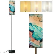 Modern Standing Floor Lamp Seamless Liquid Paints Ink Paint Texture Colorful Mottled Pattern Dimmable Metal Pole Lamp with Linen Lampshade for Living Room LED Bulb Included