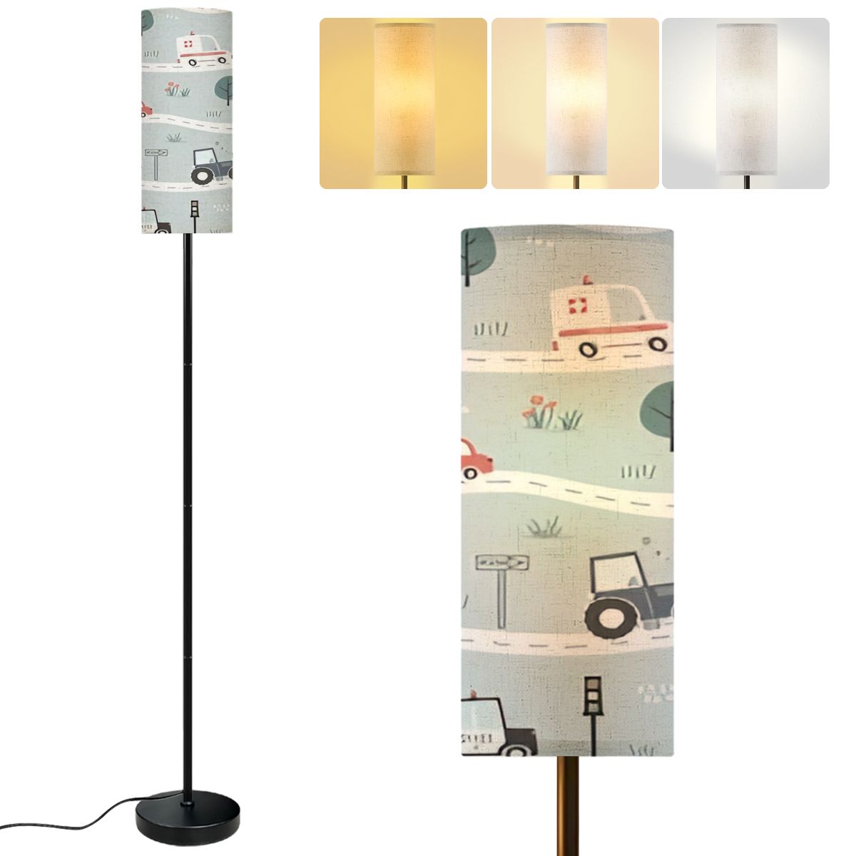 Dimable Map Light Modern Standing Floor Lamp Seamless cars traffic signs Childrens City ...