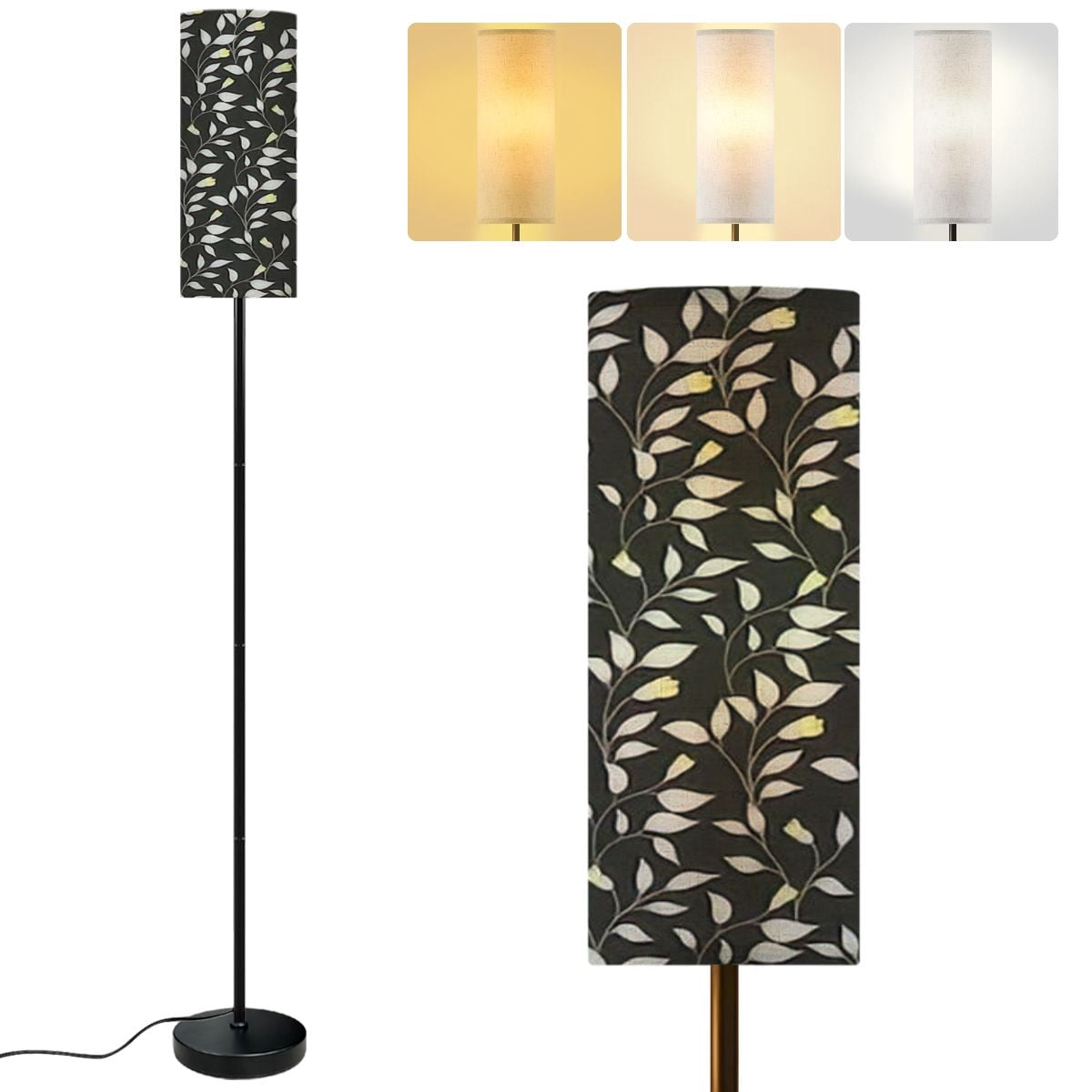 Peony Yellow Floral Drum Lamp Shade – 11x8.9 Inch Linen Replacement For Floor & Table Lamps