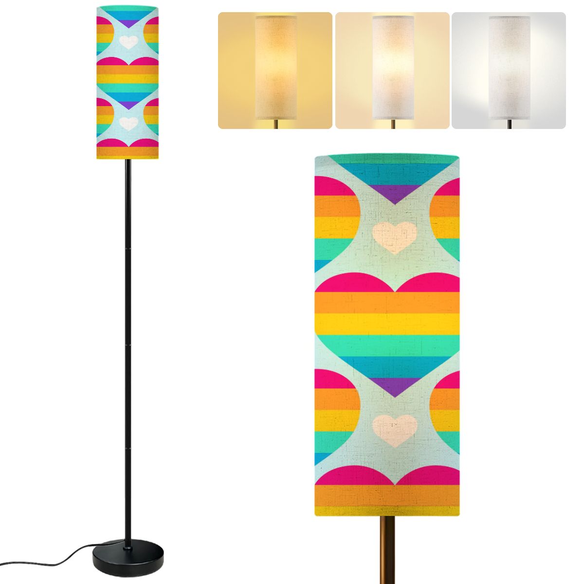 Pattern For Led Lamp Modern Standing Floor Lamp Seamless pattern rainbow hearts colored ...