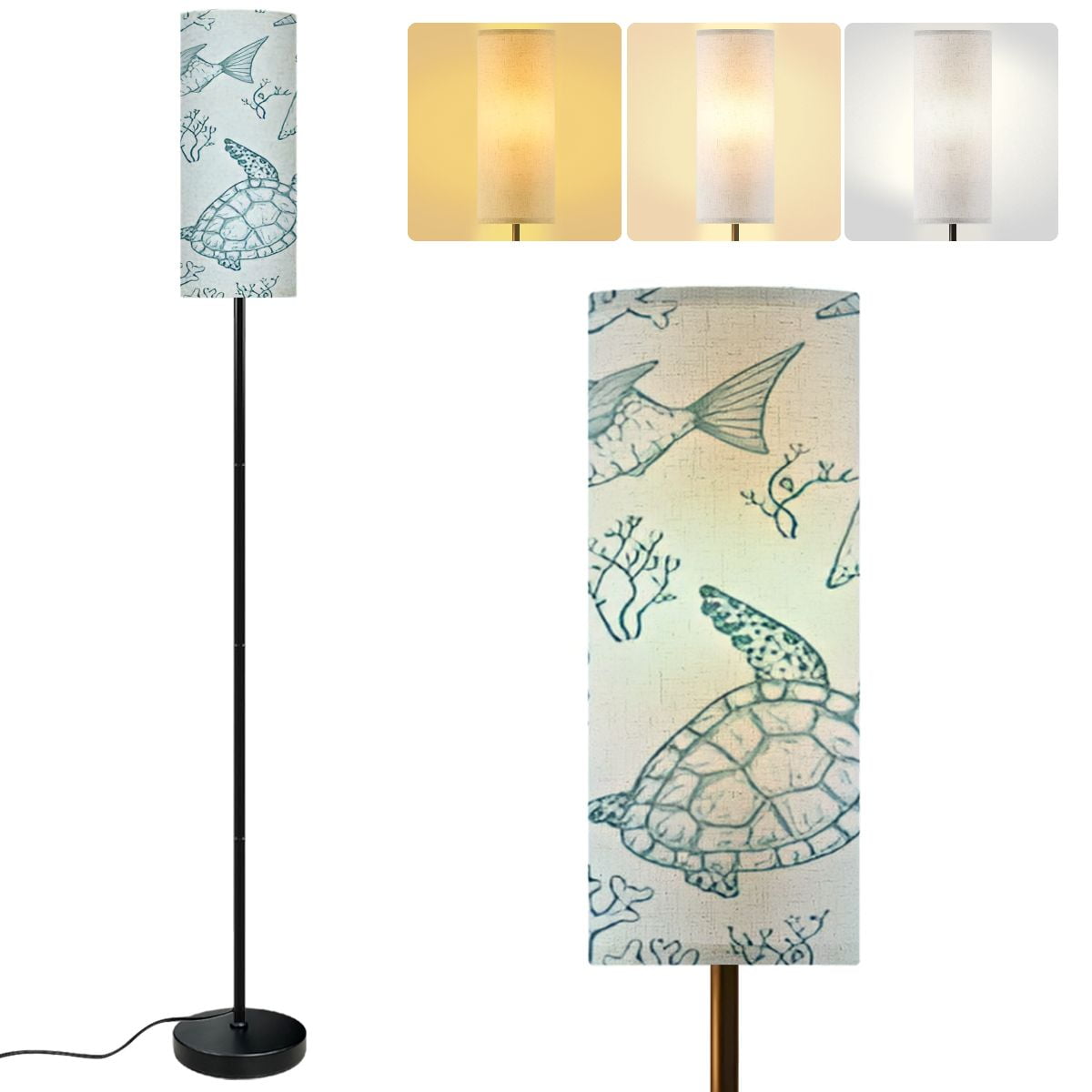Pattern For Led Lamp Modern Standing Floor Lamp Seamless pattern sketch sea shells fish ...