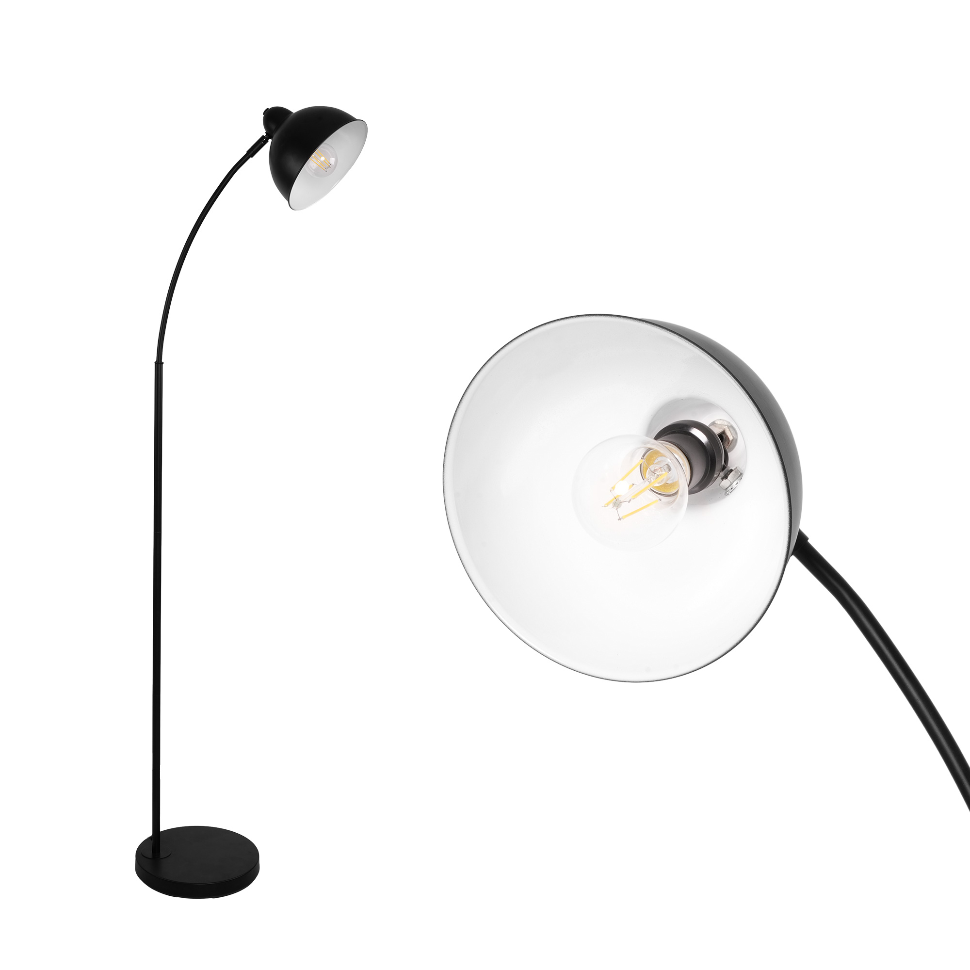 Modern Standing Floor Lamp, Tall Black Floor Lamps with 8W LED Bulb