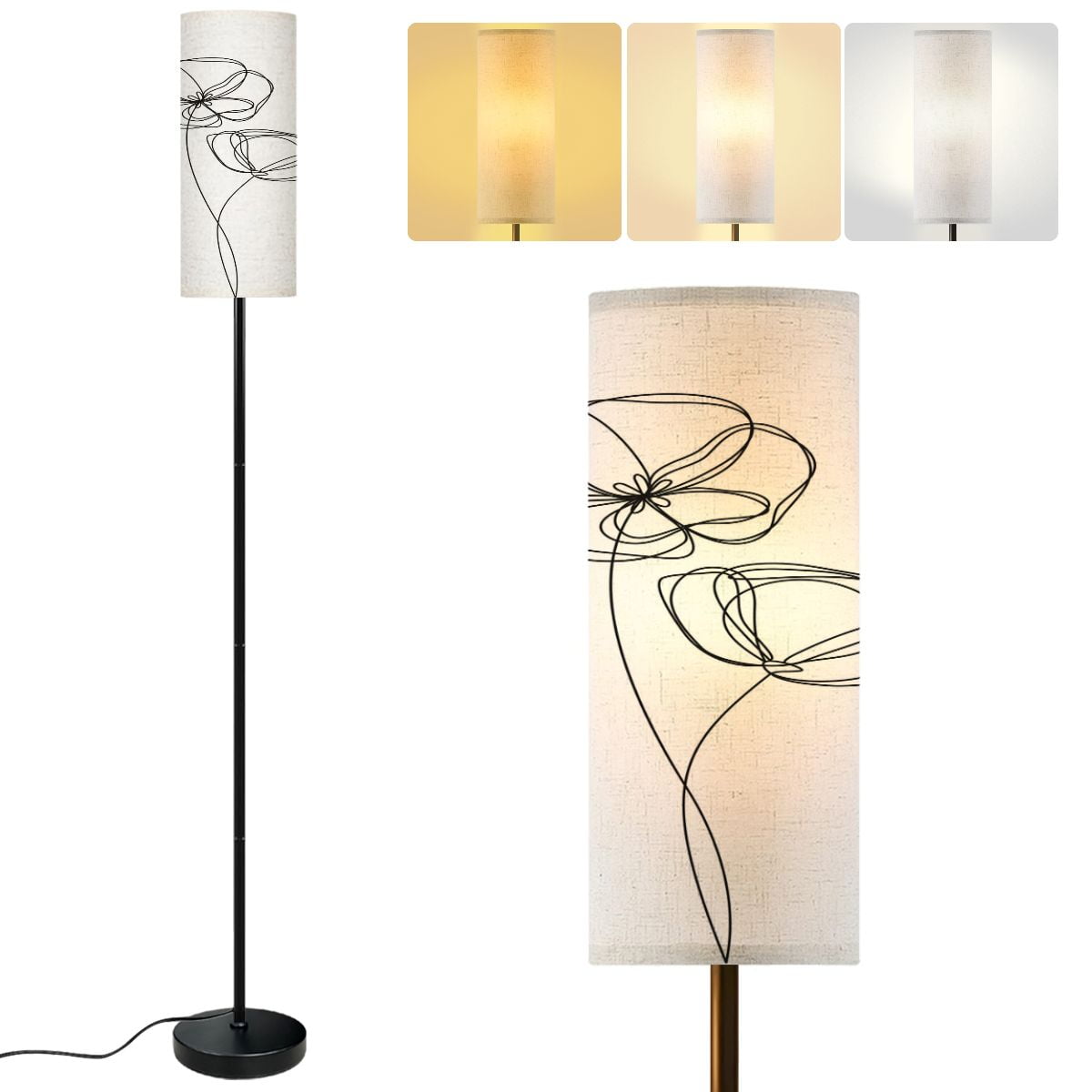Modern Standing Floor Lamp flower line art Minimalist contour