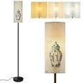 thumbnail image 1 of Modern Standing Floor Lamp four decorative vases including blue white porcelain jar figures small Dimmable Metal Pole Lamp with Linen Lampshade for Living Room LED Bulb Included, 1 of 8