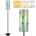 thumbnail image 1 of Modern Standing Floor Lamp seamless birds trees Dimmable Metal Pole Lamp with Linen Lampshade for Living Room LED Bulb Included, 1 of 8