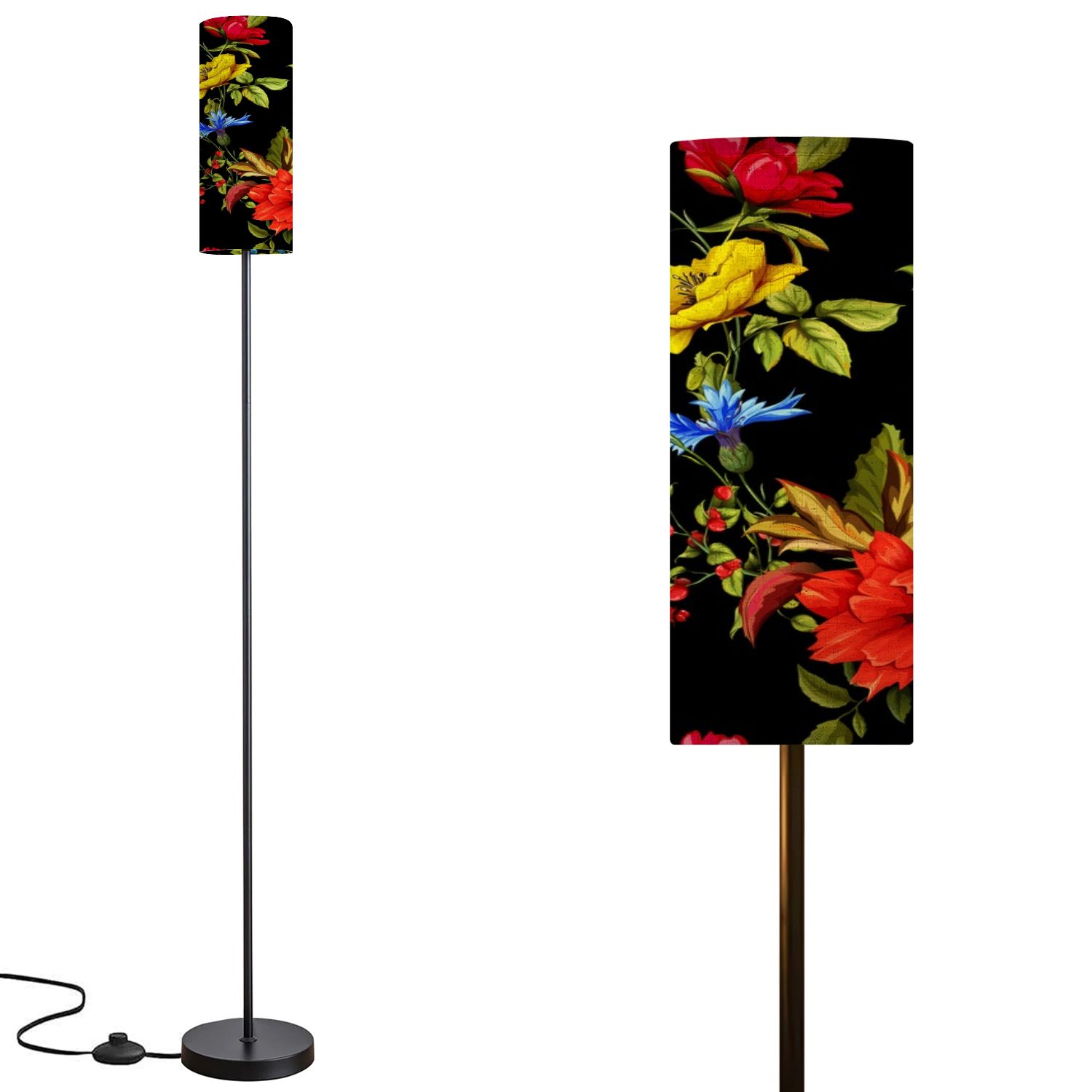 68.5" Modern Floor Lamp With Linen Shade - Dimmable, 3 Color Temperatures, Remote & Foot Switch