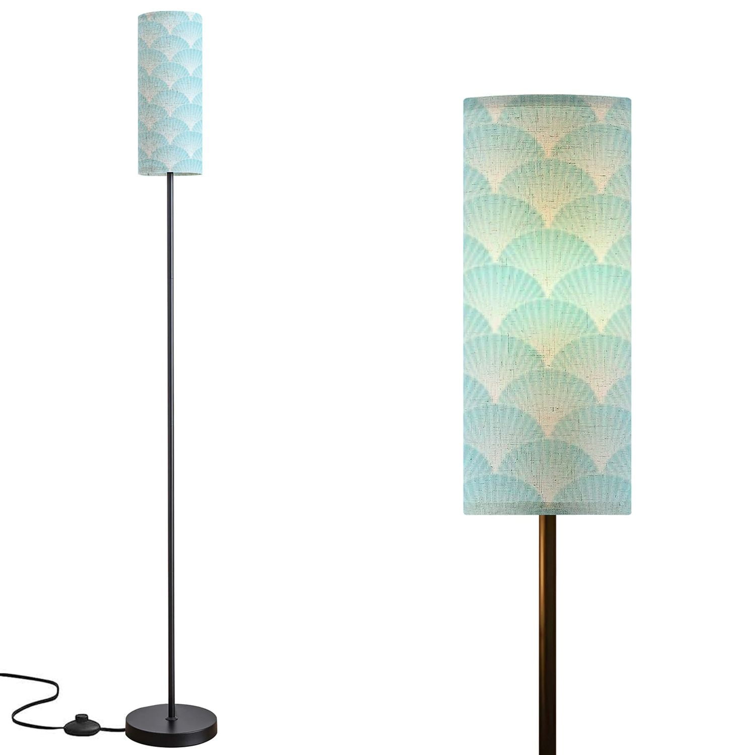 Modern Standing Lamps Traditional japanese sea pattern circles scales  Dimmable Floor Lamp Metal Pole Lamp with Linen Lampshade for Bedroom Living  Room Office Nursery Remote - Walmart Business Supplies, image size:1500x1500
