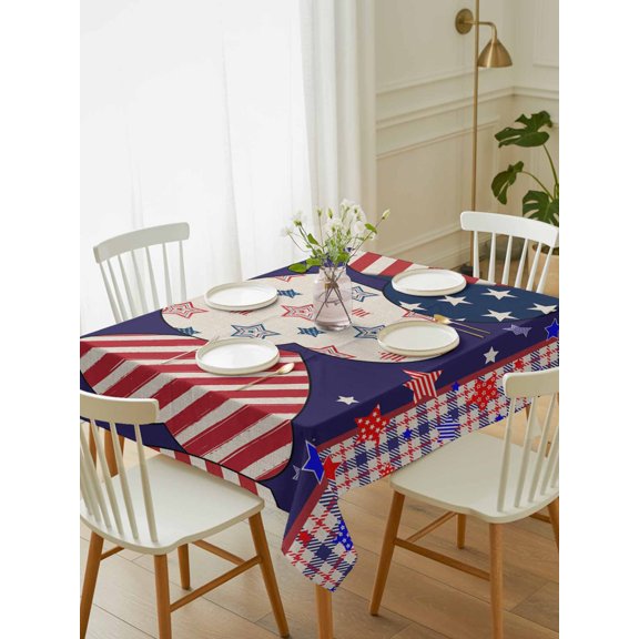 Modern Stars and Stripes USA Flag Table Cloth 60x84 Inch Rectangle, Independence Day Waterproof Tablecloth Washable Table Cover for 250th Anniversary Party Picnic Dinner Decor