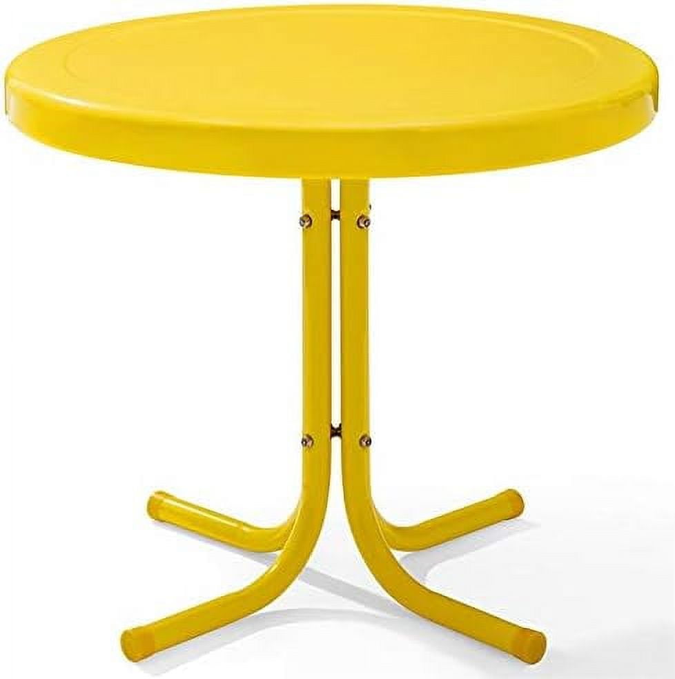 Bright Yellow Gloss Retro Metal Patio Side Table