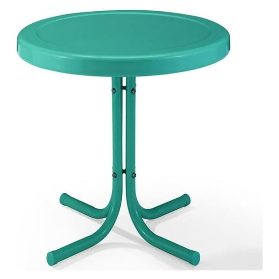 Modern Steel Metal Patio End Table in Turquoise Gloss