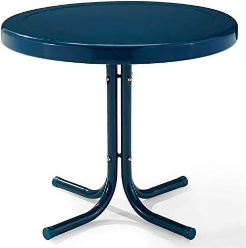 Navy Gloss Retro Steel Patio Side Table