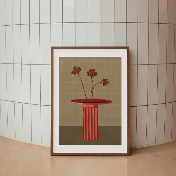 Modern Still Life Rust Terracotta Vase Kitchen Dining Wall Art Balanced Classic Interior