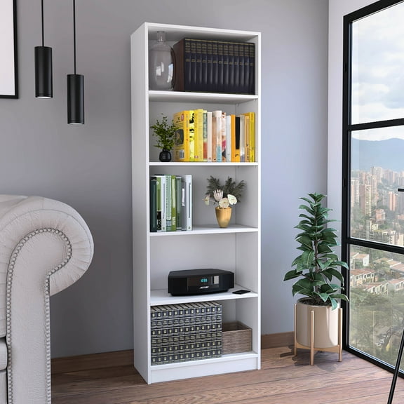 Modern Storage 4 Bookcase, White - Maximize Your Home's Potential Streamline