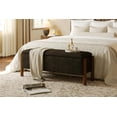 thumbnail image 1 of Modern Storage Benches with Walnut Wood Legs, 47'' Ottoman Bench with 20 Gallons Storage Space for Bedroom End of Bed, Fabric Upholstered Entryway Bench with Seating for Livingroom, Gray, 1 of 14