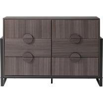 Modern Storage Cabinet, Accent Fluted Sideboard Buffet Cabinet with 4 Doors and Adjustable Shelf, Grey