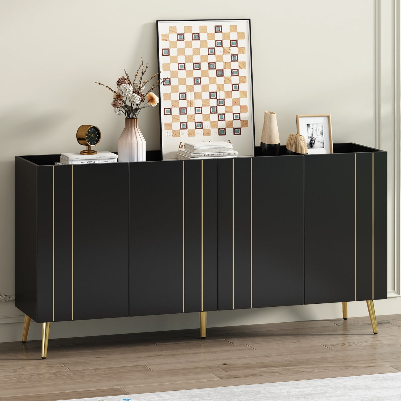 Image result for Modern Storage Cabinet, Minimalist Sideboard Cabinet with 4 Adjustable ...