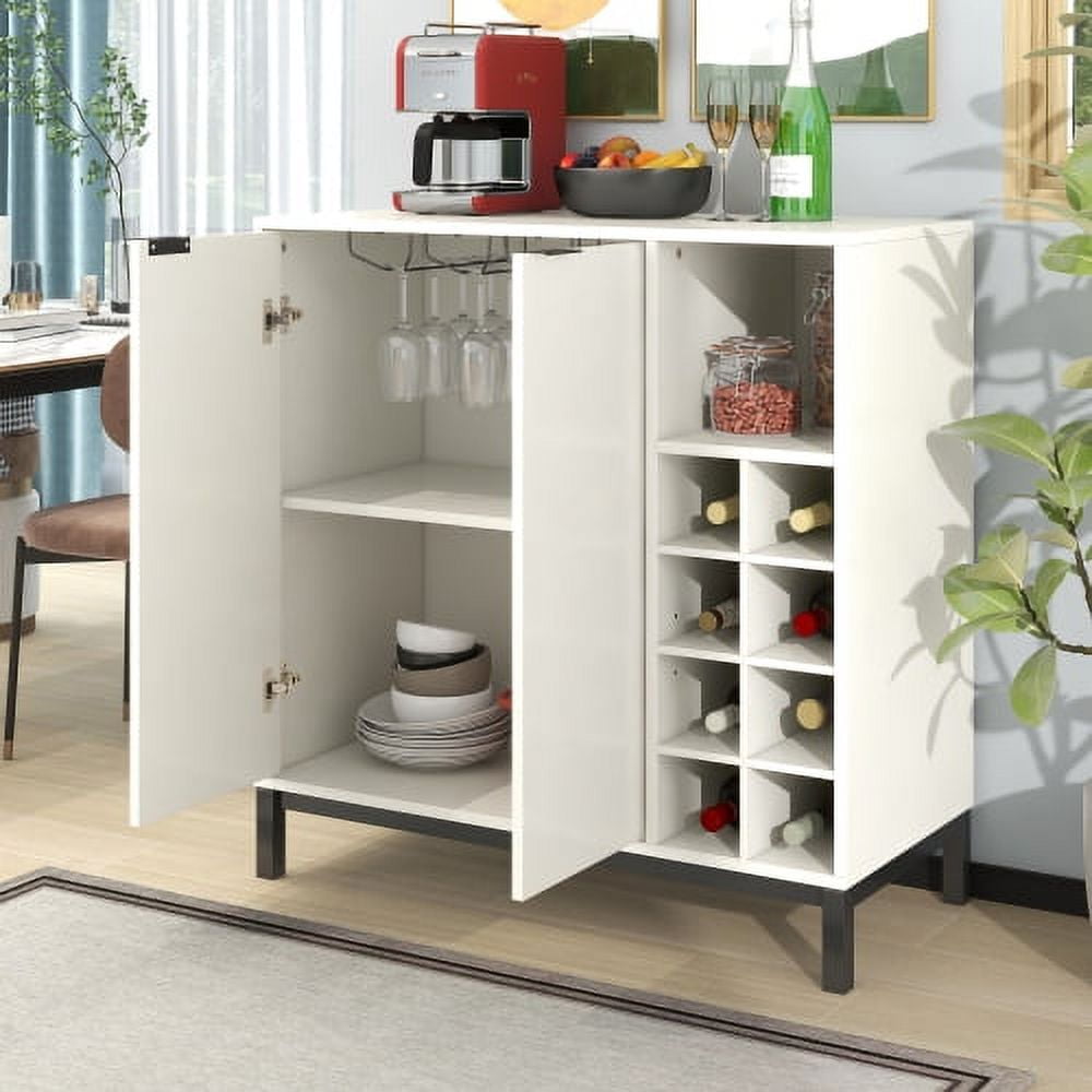 Image showcasing Modern Storage Cabinet with Shelves, Wood Buffet Sideboard Console ...