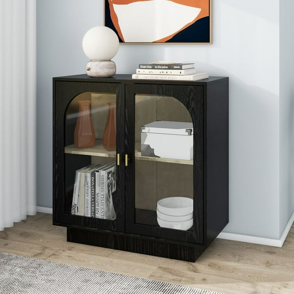 Modern Storage Cabinet With Transparent Acrylic Door Panel Adjustable Shelf Multi-functional Buffet Sideboard For Living Room