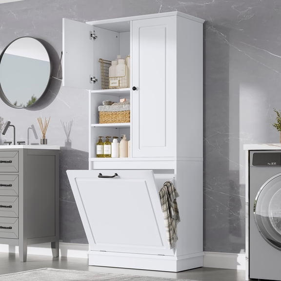 Modern Storage Cabinet with None Shelves & Open Storage, MDF Build, Ample Storage organizing towels, bath essentials, books, and more