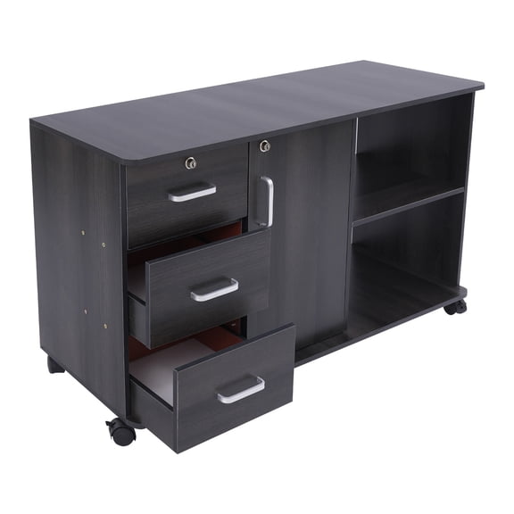 Modern Storage Lockers - Mobile File Cabinet with 3 Drawers, 1 Cabinet, 2 Compartments, and 5 Wheels for Efficient and Easy Document Storage